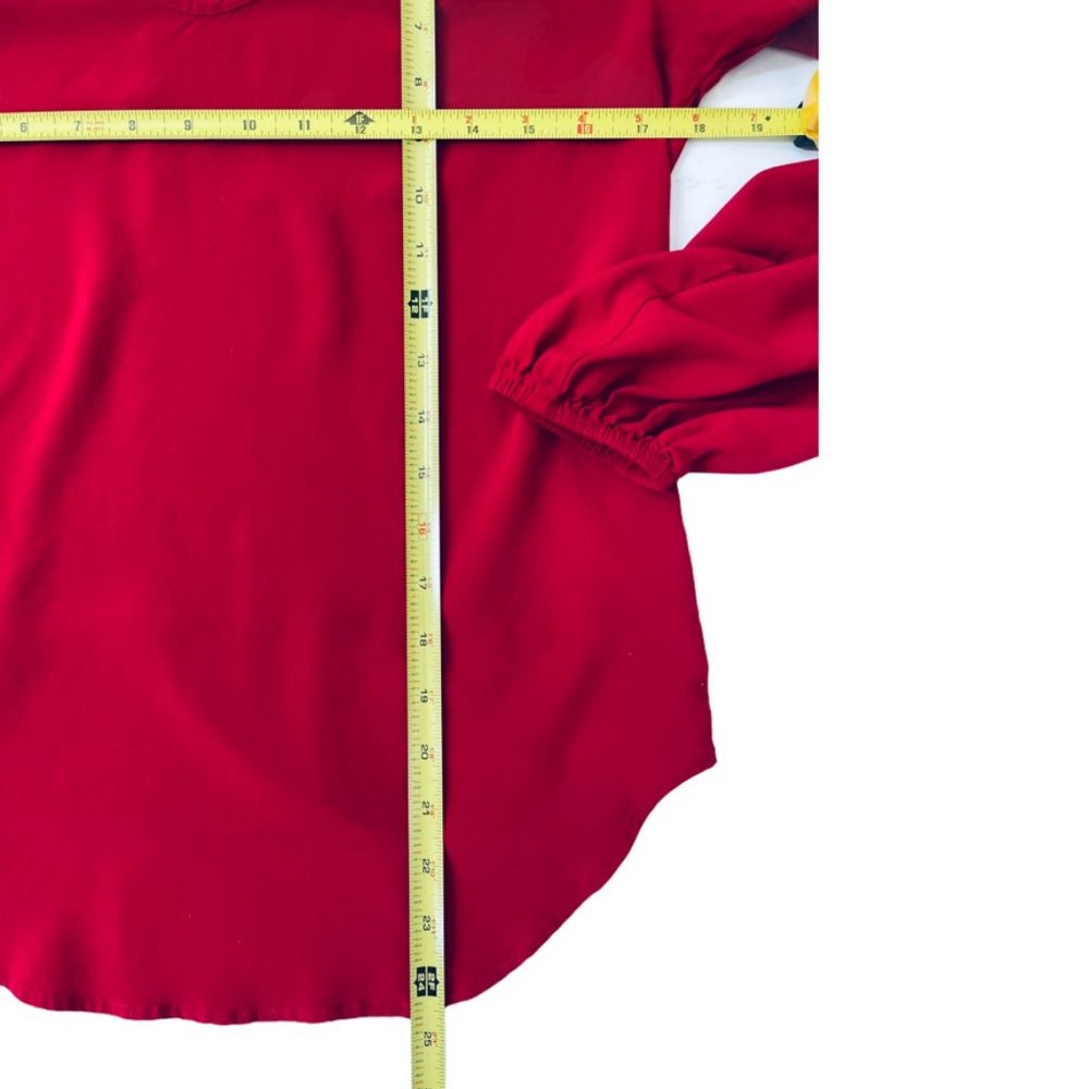 Karen Kane Red With Black Lace Rayon Blouse Sz XS - Picture 7 of 11